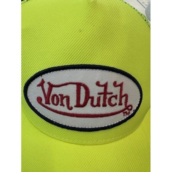 Von Dutch Neon Yellow Trucker Hat Adjustable Snapback Mesh Cap Unisex Polyester - Picture 3 of 4
